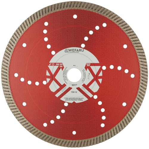 WEFARU Diamanttrennscheibe TSN Ø 230mm Turbo Vollrand für Dachdecker - Dachziegel, Naturstein, Beton - Winkelschleifer, Trennschleifer, Tischsägen 22,23mm von wefaru