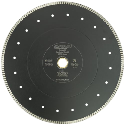 WEFARU Premium Diamanttrennscheibe FTP Ø 350 mm, 30,0/25,4 mm Bohrung – Extra Dünn, Feinschnitt für Fliesen, Feinsteinzeug, Keramik & Naturstein, Vollrand-Turbo, Nass & Trocken für Tischsägen WEFARU Premium Diamanttrennscheibe FTP Ø 350 mm, 30,0/25,4 mm Bohrung – Extra Dünn, Feinschnitt für Fliesen, Feinsteinzeug, Keramik & Naturstein, Vollrand-Turbo, Nass & Trocken für Tischsägen von wefaru
