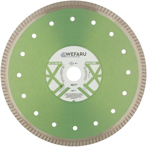WEFARU Premium Diamanttrennscheibe GRT 7 Ø 230 mm, 22,23 mm Bohrung – Turbo-Schneidrand – für härtestes Feinsteinzeug, Fliesen, Keramik & Granitplatten WEFARU Premium Diamanttrennscheibe GRT 7 Ø 230 mm, 22,23 mm Bohrung – Turbo-Schneidrand – für härtestes Feinsteinzeug, Fliesen, Keramik & Granitplatten von wefaru