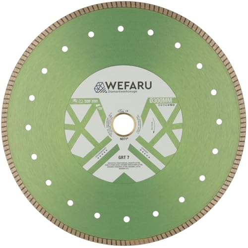 WEFARU Premium Diamanttrennscheibe GRT 7 Ø 300 mm, 20,0 mm Bohrung – Turbo-Schneidrand – für härtestes Feinsteinzeug, Fliesen, Keramik & Granitplatten WEFARU Premium Diamanttrennscheibe GRT 7 Ø 300 mm, 20,0 mm Bohrung – Turbo-Schneidrand – für härtestes Feinsteinzeug, Fliesen, Keramik & Granitplatten von wefaru