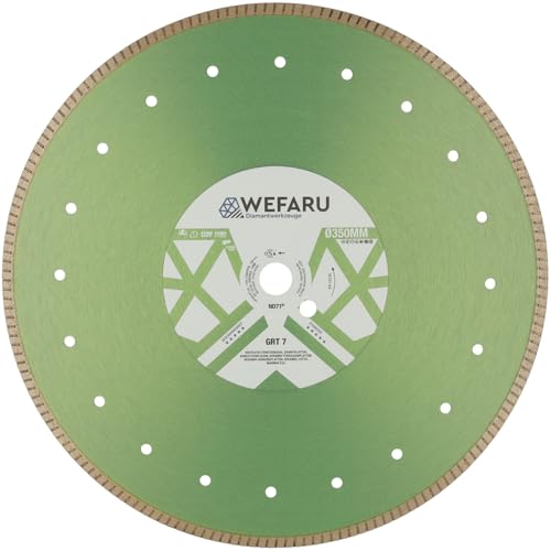 WEFARU Premium Diamanttrennscheibe GRT 7 Ø 350 mm, 25,4 mm Bohrung – Turbo-Schneidrand – für härtestes Feinsteinzeug, Fliesen, Keramik & Granitplatten WEFARU Premium Diamanttrennscheibe GRT 7 Ø 350 mm, 25,4 mm Bohrung – Turbo-Schneidrand – für härtestes Feinsteinzeug, Fliesen, Keramik & Granitplatten von wefaru
