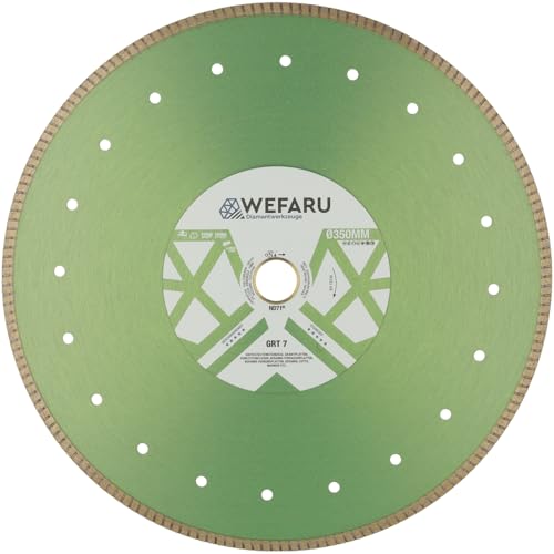 WEFARU Premium Diamanttrennscheibe GRT 7 Ø 350 mm, 30,0/25,4 mm Bohrung – Turbo-Schneidrand – für Feinsteinzeug, Fliesen, Keramik & Granitplatten WEFARU Premium Diamanttrennscheibe GRT 7 Ø 350 mm, 30,0/25,4 mm Bohrung – Turbo-Schneidrand – für Feinsteinzeug, Fliesen, Keramik & Granitplatten von wefaru