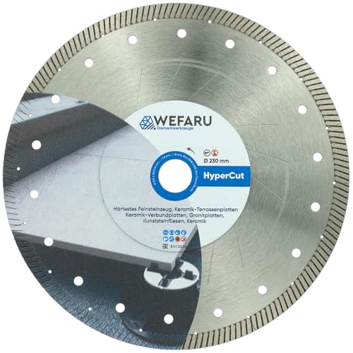 WEFARU Premium Diamanttrennscheibe HyperCut Ø 230 mm für 2 cm Terrassenplatten – präzise & saubere Schnitte in Feinsteinzeug, Granit & Keramik von wefaru