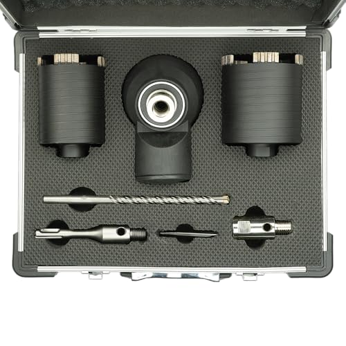 WEFARU Profi Diamant Dosensenker Set Ø 68 & 82 mm mit Staubabsaugung | Dosenbohrer inkl. Adapter & Zentrierbohrer | Für Trockenbohrung in Mauerwerk, Ziegel, Porenbeton WEFARU Profi Diamant Dosensenker Set Ø 68 & 82 mm mit Staubabsaugung | Dosenbohrer inkl. Adapter & Zentrierbohrer | Für Trockenbohrung in Mauerwerk, Ziegel, Porenbeton von wefaru
