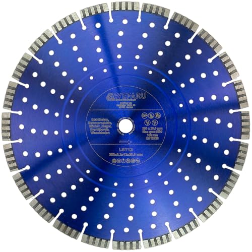 WEFARU Profi Diamantscheibe LST 12 – Ø 350 mm | Trennscheibe Beton, Stahlbeton, Granit, Ziegel | Turbo-Segmente | 20,0 mm Bohrung | Nass- & Trockenschnitt | Lasergeschweißt WEFARU Profi Diamantscheibe LST 12 – Ø 350 mm | Trennscheibe Beton, Stahlbeton, Granit, Ziegel | Turbo-Segmente | 20,0 mm Bohrung | Nass- & Trockenschnitt | Lasergeschweißt von wefaru