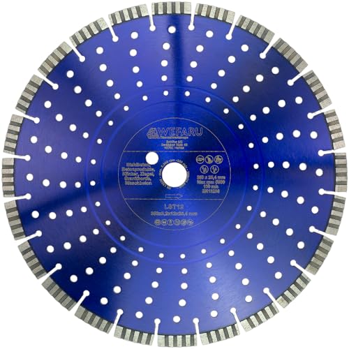 WEFARU Profi Diamantscheibe LST 12 – Ø 350 mm | Trennscheibe Beton, Stahlbeton, Granit, Ziegel | Turbo-Segmente | 25,4 mm Bohrung | Nass- & Trockenschnitt | Lasergeschweißt WEFARU Profi Diamantscheibe LST 12 – Ø 350 mm | Trennscheibe Beton, Stahlbeton, Granit, Ziegel | Turbo-Segmente | 25,4 mm Bohrung | Nass- & Trockenschnitt | Lasergeschweißt von wefaru