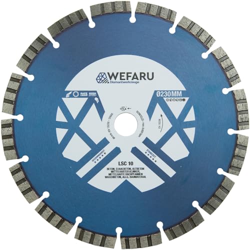 WEFARU Turbo Diamanttrennscheibe 230mm x 22,2 mm für Stein, Beton, Granit, Mauerwerk, Ziegel WEFARU Turbo Diamanttrennscheibe 230mm x 22,2 mm für Stein, Beton, Granit, Mauerwerk, Ziegel von wefaru