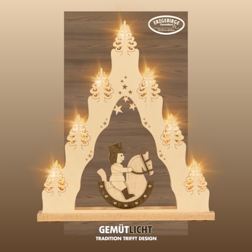 weigla - Lichterspitze original Erzgebirge I Motiv Reiterlein I LED Lichterbogen Weihnachten I 7 Lampenkerzen + 1 Ersatzlampe I 7 x 34 V, 0,2 W, E10 I beleuchtete Weihnachtsdeko innen I aus Holz weigla - Lichterspitze original Erzgebirge I Motiv Reiterlein I LED Lichterbogen Weihnachten I 7 Lampenkerzen + 1 Ersatzlampe I 7 x 34 V, 0,2 W, E10 I beleuchtete Weihnachtsdeko innen I aus Holz von weigla