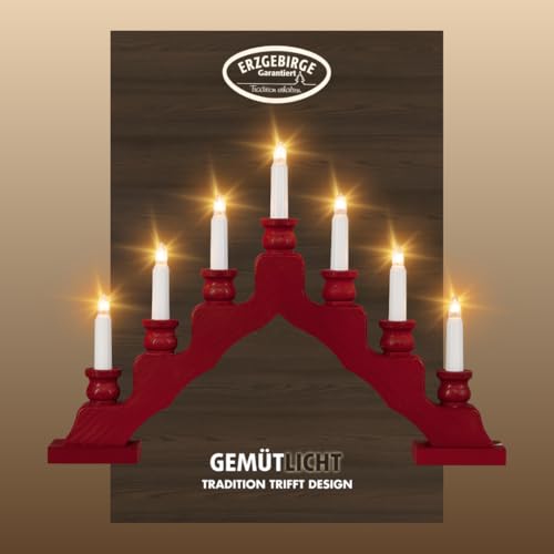 weigla - Schwedenleuchter original Erzgebirge I Trendiger Schwede BORDEAUXI LED I Schwibbogen Weihnachten I 7 Lampenkerzen + 1 Ersatzlampe I 7 x 34 V, 0,2 W, E10 I Weihnachtsdeko innen I Kiefernholz weigla - Schwedenleuchter original Erzgebirge I Trendiger Schwede BORDEAUXI LED I Schwibbogen Weihnachten I 7 Lampenkerzen + 1 Ersatzlampe I 7 x 34 V, 0,2 W, E10 I Weihnachtsdeko innen I Kiefernholz von weigla