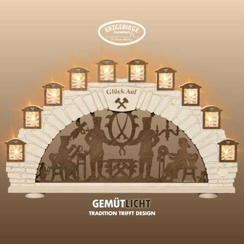 weigla - Schwibbogen original Erzgebirge I Lichterbogen Weihnachten I Motiv Erzgebirge I 10 Lampenkerzen + 1 Ersatzlampe I 10 x 23 V, 3 W, E10 I beleuchtete Weihnachtsdeko innen I aus Holz weigla - Schwibbogen original Erzgebirge I Lichterbogen Weihnachten I Motiv Erzgebirge I 10 Lampenkerzen + 1 Ersatzlampe I 10 x 23 V, 3 W, E10 I beleuchtete Weihnachtsdeko innen I aus Holz von weigla