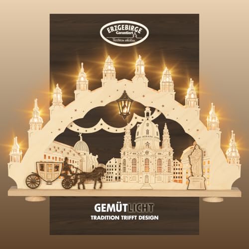 weigla - Schwibbogen original Erzgebirge I Motiv Dresden Frauenkirche I Lichterbogen Weihnachten I 15 Lampenkerzen + 1 Ersatzlampe I 15 x 16 V, 3 W, E10 I beleuchtete Weihnachtsdeko innen weigla - Schwibbogen original Erzgebirge I Motiv Dresden Frauenkirche I Lichterbogen Weihnachten I 15 Lampenkerzen + 1 Ersatzlampe I 15 x 16 V, 3 W, E10 I beleuchtete Weihnachtsdeko innen von weigla