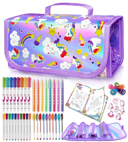 weirtoya Einhorn Geschenke für Mädchen 4 5 6 7 Jahre, Filzstifte Glitzerstifte Mädchen Spielzeug ab 4-7 Jahre Mädchen Einhorn Spielzeug Mädchen Geschenk von weirtoya