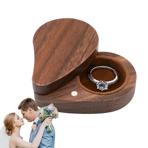 weiting Holz-Ring-Boxen,Herz-Ring-Box - Herzförmige Ring-Geschenkbox aus Holz,Schmuckkästchen für Heiratsantrag, Hochzeit, Verlobung, Geburtstag, Valentinstag, kleine Schmuckschatulle von weiting
