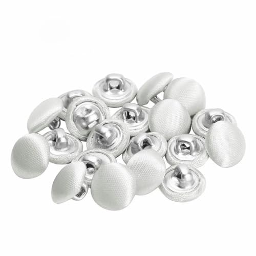 20er-Set glatte, mit Satin überzogene Metallknöpfe mit Schaft für Smokinganzüge, Kleider, Blusen, Mäntel, Polster, 10 mm, Brautkleidknöpfe, Beige von wejiay