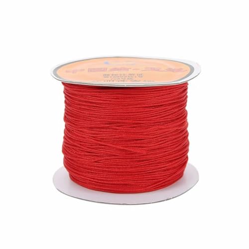 45 Meter geflochtener Nylonfaden für Armbänder, 0,4 0,6 0,8 1 1,5 mm, chinesischer Knoten, Kumihimo-Makramee-Faden zur Herstellung von DIY-Schmuck, rot, 0,6 mm, 45 Meter von wejiay