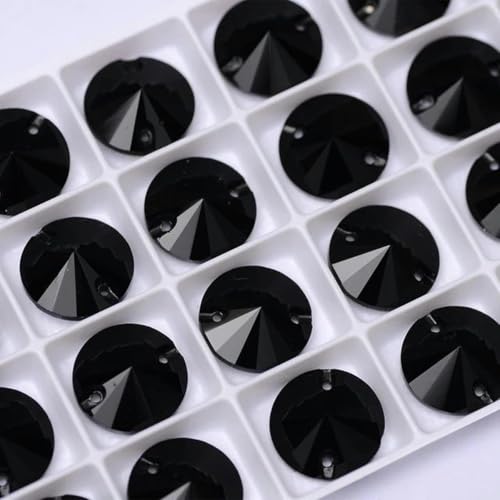 Strasssteine zum Aufnähen, runde Perlen, Steine, Strass-Applikationen für Hochzeitskleider, Kleidung, DIY-Nähkristalle, Jet, 14 mm, 20 Stück von wejiay