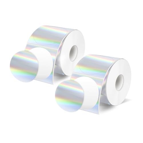 Wenrescry 300 Stück Holographic Silver Thermo-Etiketten, 50x50 mm, Runde Aufkleber für DIY-Logo, QR-Code und Namensschild, wasserfest, ölbeständig, langlebig Wenrescry 300 Stück Holographic Silver Thermo-Etiketten, 50x50 mm, Runde Aufkleber für DIY-Logo, QR-Code und Namensschild, wasserfest, ölbeständig, langlebig von wenrescry