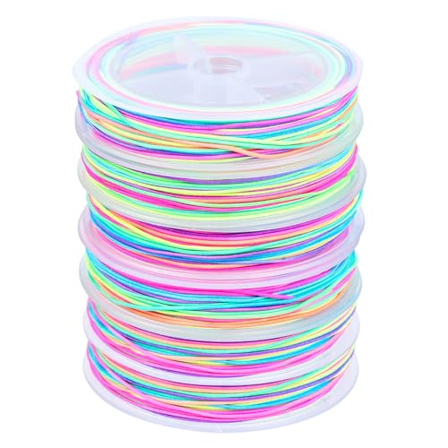 Wenrescry 6 Rollen Schnur für armbänder, Elastische Faden Perlenschnur, Gummiband für DIY Schmuckherstellung, Regenbogen Farben, 120m, Elastische Gummikordel für Armbänder, Halsketten und Handwerk von wenrescry