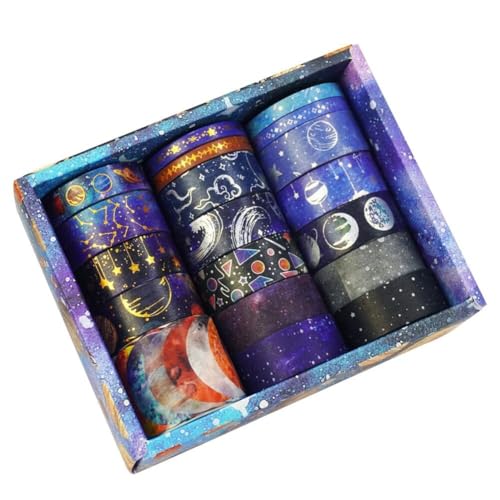 wenrescry 19 Rollen Washi tape Set – Sternenhimmel Masking Tape für DIY, Scrapbooking, Journaling & Dekoration, Buntes Klebeband mit Glitzer und Vintage Motiven wenrescry 19 Rollen Washi tape Set – Sternenhimmel Masking Tape für DIY, Scrapbooking, Journaling & Dekoration, Buntes Klebeband mit Glitzer und Vintage Motiven von wenrescry