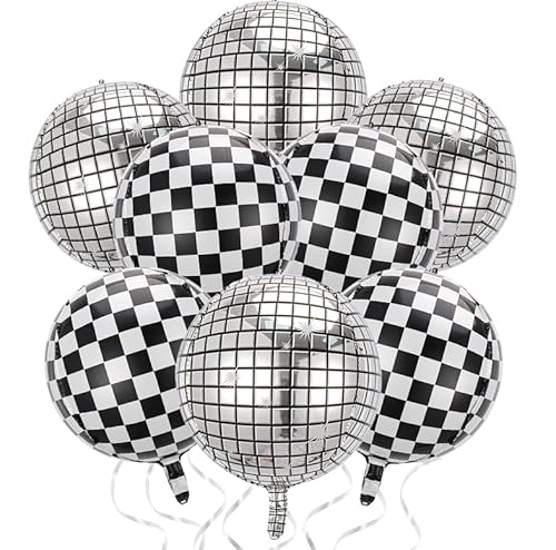 Wenweo 8 große Stücke Discokugel Deko, Disco Deko Helium Balloon, Disco Folienballon,für Deko Geburtstag, Einschulung und Schulanfang Deko, Diverse Party Deko(Stil 3) von wenweo