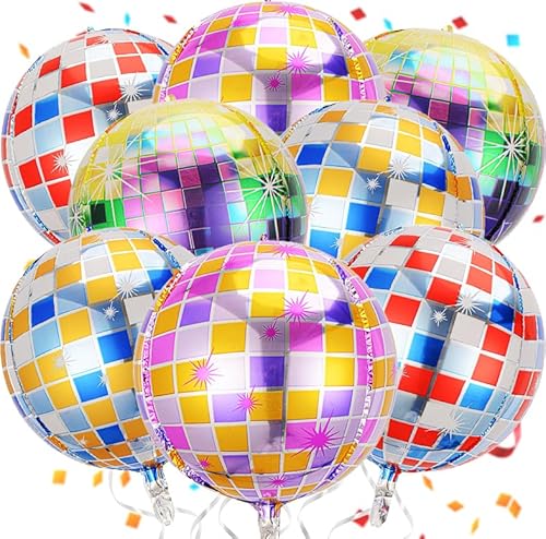 Wenweo 8 große Stücke Discokugel Deko, Disco Deko Helium Balloon, Disco Folienballon,für Deko Geburtstag, Einschulung und Schulanfang Deko, Diverse Party Deko(Stil 1) von wenweo