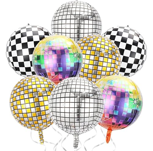 Wenweo 8 große Stücke Discokugel Deko, Disco Deko Helium Balloon, Disco Folienballon,für Deko Geburtstag, Einschulung und Schulanfang Deko, Diverse Party Deko(Stil 2) Wenweo 8 große Stücke Discokugel Deko, Disco Deko Helium Balloon, Disco Folienballon,für Deko Geburtstag, Einschulung und Schulanfang Deko, Diverse Party Deko(Stil 2) von wenweo