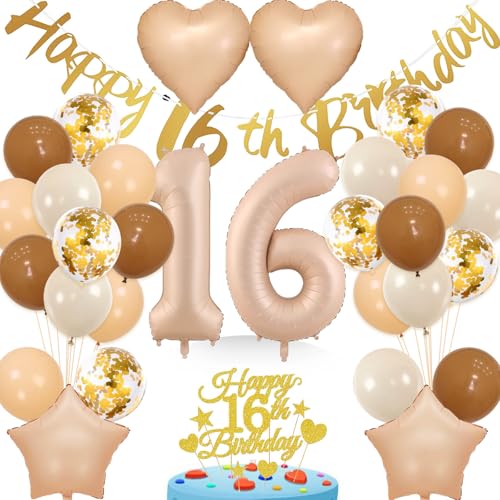 wenweo Deko 16 Geburtstag Mädchen, Geburtstagsdeko 16 jahre Mädchen enthält die Notwendigen Latexballons für die Party, 16-jährige Aluminiumfolienballons und Banner 16. Geburtstag Mädchen wenweo Deko 16 Geburtstag Mädchen, Geburtstagsdeko 16 jahre Mädchen enthält die Notwendigen Latexballons für die Party, 16-jährige Aluminiumfolienballons und Banner 16. Geburtstag Mädchen von wenweo