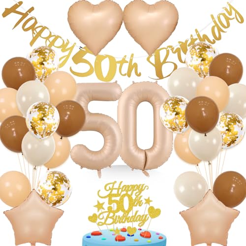 wenweo Geburtstag 50 Frau, 50. Geburtstag Frau Deko enthält die Notwendigen Latexballons für die Party, 50-jährige Aluminiumfolienballons und Banner 50 Geburtstag Frau von wenweo