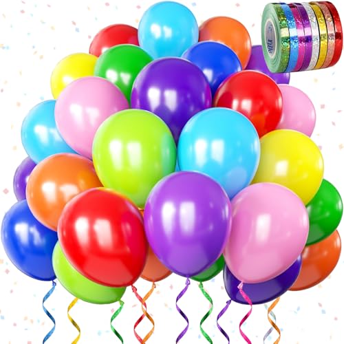 wenweo Luftballons Geburtstag • [100 Stück] • 12 zoll Premium Ballons aus 100% Naturlatex • 10 Farben Helium Luftballons Bunt • Luftballon Girlande • Perfekt für Feiertage oder Partydekorationen von wenweo