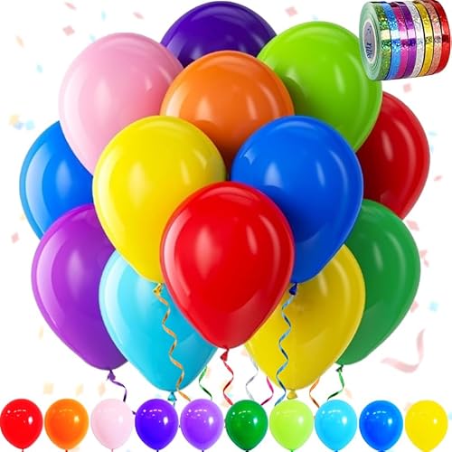 wenweo Luftballons Geburtstag • [100 Stück] • 12 zoll Premium Ballons aus 100% Naturlatex • 10 Farben Helium Luftballons Bunt • Luftballon Girlande • Perfekt für Feiertage oder Partydekorationen von wenweo