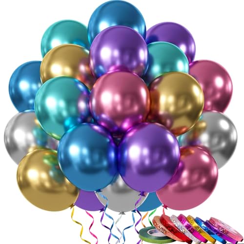 wenweo Luftballons Geburtstag • [48 Stück] • 12 zoll Premium Goldene Ballons aus 100% Naturlatex • Helium Luftballons Gold • Luftballon Girlande • Perfekt für Feiertage oder Partydekorationen von wenweo