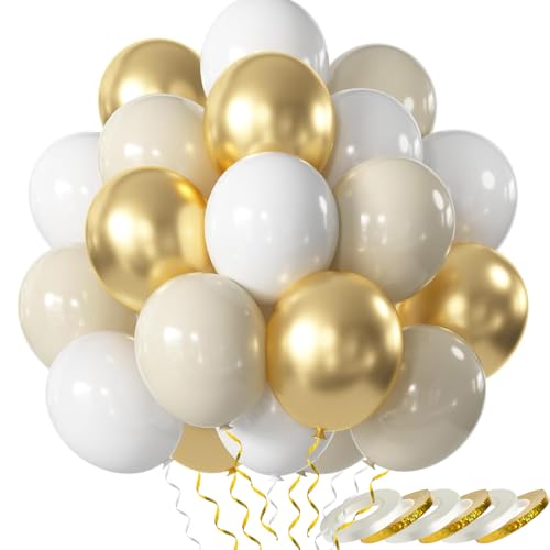 wenweo Luftballons Geburtstag • [60 Stück] • 12 zoll Premium Ballons Beige aus 100% Naturlatex • Helium Luftballons Beige • Luftballon Girlande • Perfekt für Feiertage oder Partydekorationen von wenweo