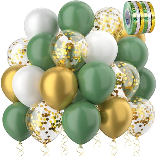 wenweo Luftballons Geburtstag • [60 Stück] • 12 zoll Premium Ballons aus 100% Naturlatex • Helium Luftballons Grün • Luftballon Girlande • Perfekt für Feiertage oder Partydekorationen von wenweo