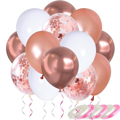 wenweo Luftballons Geburtstag • [60 Stück] • 12 zoll Premium Ballons aus 100% Naturlatex • Helium Luftballons Rosa • Luftballon Girlande • Perfekt für Feiertage oder Partydekorationen von wenweo