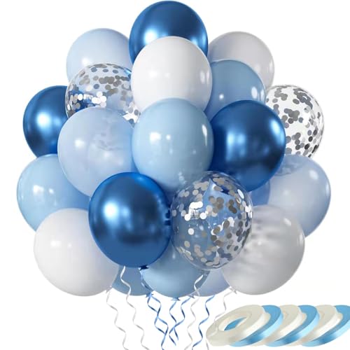 wenweo Luftballons Geburtstag • [60 Stück] • 12 zoll Premium Blau Ballons aus 100% Naturlatex • Helium Luftballons Blau • Luftballon Girlande • Perfekt für Feiertage oder Partydekorationen von wenweo