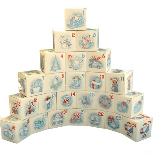 Weihnachten Adventskalender Papierboxen 24er Set, Faltschachteln für kleine s und Leckereien, Saisonale Feiertagsverpackung (24 Eisblau) von wenyouya