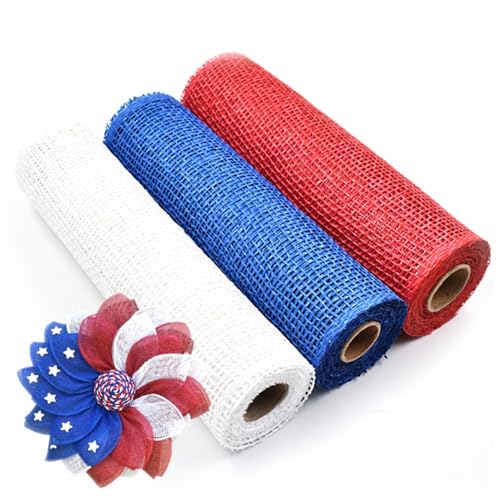 Patriotisches Netzband, 25,4 cm x 4,5 m pro Rolle, patriotische Bänder für Kränze, Girlanden, Rot, Weiß, Marineblau, Set für Kränze, Girlanden, Handwerk, Party und Dekorationszubehör (Rot & Weiß Patriotisches Netzband, 25,4 cm x 4,5 m pro Rolle, patriotische Bänder für Kränze, Girlanden, Rot, Weiß, Marineblau, Set für Kränze, Girlanden, Handwerk, Party und Dekorationszubehör (Rot & Weiß von werdecade