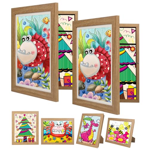 wesellcan 2 x Kunstrahmen für Kinder, austauschbar, 25,4 x 31,8 cm, Öffnung vorne, für 150 Stück, Kinder-Bilderrahmen zur Präsentation und Aufbewahrung, Kinder-Kunstwerke, Projekte (Holz) von wesellcan