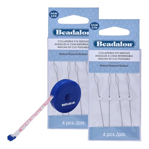westlake art Beadalon Faltbare Öhrennadeln, 6,3 cm, Medium, 4 Stück, gebündelt mit Stoffmaßband, flexible Perlennadeln für Schmuckherstellung, Perlenwerkzeuge, unverzichtbar, 2 Stück westlake art Beadalon Faltbare Öhrennadeln, 6,3 cm, Medium, 4 Stück, gebündelt mit Stoffmaßband, flexible Perlennadeln für Schmuckherstellung, Perlenwerkzeuge, unverzichtbar, 2 Stück von westlake art