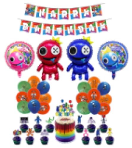 Geburtstag Rainbow Friends Luftballons Dekorationen Regenbogen Freunde Alles Gute zum Geburtstag Banner Aluminium Ballons für Geburtstag Party von whdiduo