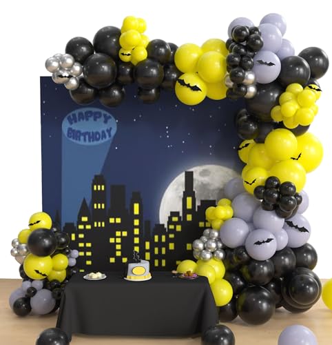 Geburtstags Bat Luftballons Dekorationen Super City Geburtstag Deko für Kinder Partyzubehör Geburtstags Bat Luftballons Dekorationen Super City Geburtstag Deko für Kinder Partyzubehör von whdiduo