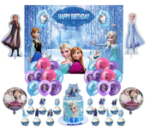 Party Geburtstags Luftballons Frozen Folienballons Dekorationen Eiskönigin alles Gute zum Geburtstag Hintergrund Kuchendeckel für Party Dekorationen von whdiduo