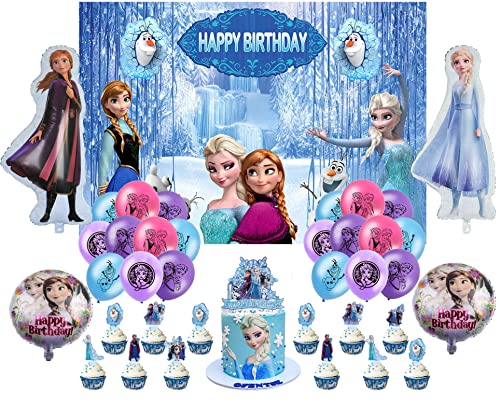 Party Geburtstags Luftballons Frozen Folienballons Dekorationen Eiskönigin alles Gute zum Geburtstag Hintergrund Kuchendeckel für Party Dekorationen von whdiduo