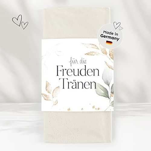 50 Freudentränen Taschentücher Banderolen inkl. Klebepunkte für deine Hochzeit | Eukalyptus gold - Premium Tränentaschentücher Banderolen Set für Hochzeit, Kirche, Feier, Taufe, Geburtstag 50 Freudentränen Taschentücher Banderolen inkl. Klebepunkte für deine Hochzeit | Eukalyptus gold - Premium Tränentaschentücher Banderolen Set für Hochzeit, Kirche, Feier, Taufe, Geburtstag von white & ivory