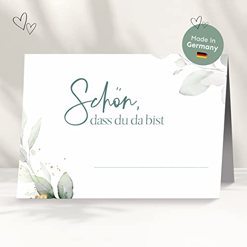 50 Tischkarten für deine Hochzeit | Eukalyptus türkis - Premium Platzkarte " schön dass du da bist" im Set, Sitzplatzkarte, Design Namenskarte für Gäste 50 Tischkarten für deine Hochzeit | Eukalyptus türkis - Premium Platzkarte " schön dass du da bist" im Set, Sitzplatzkarte, Design Namenskarte für Gäste von white & ivory