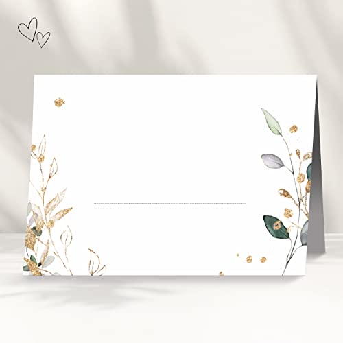 25 Tischkarten für deine Hochzeit | floral - Premium Platzkarte im Set, Sitzplatzkarte, Design Namenskarte für Gäste von white & ivory