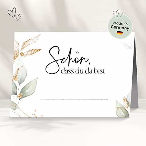 50 Tischkarten für deine Hochzeit | Eukalyptus gold - Premium Platzkarte "schön dass du da bist" im Set, Sitzplatzkarte, Design Namenskarte für Gäste 50 Tischkarten für deine Hochzeit | Eukalyptus gold - Premium Platzkarte "schön dass du da bist" im Set, Sitzplatzkarte, Design Namenskarte für Gäste von white & ivory