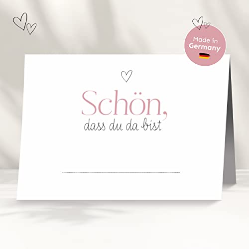 50 Tischkarten für deine Hochzeit | Herz rosa - Premium Platzkarte "schön dass du da bist" im Set, Sitzplatzkarte, Design Namenskarte für Gäste 50 Tischkarten für deine Hochzeit | Herz rosa - Premium Platzkarte "schön dass du da bist" im Set, Sitzplatzkarte, Design Namenskarte für Gäste von white & ivory