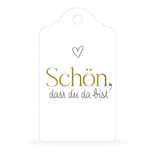 white&ivory, 50 Anhänger, Hangtags schön, dass du da bist | stilvolles Design: herz gold | 70 x 40 mm | Gastgeschenke für Hochzeit Taufe Geburtstag white&ivory, 50 Anhänger, Hangtags schön, dass du da bist | stilvolles Design: herz gold | 70 x 40 mm | Gastgeschenke für Hochzeit Taufe Geburtstag von white & ivory