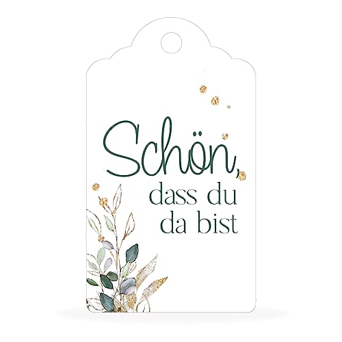 white&ivory, 50 Anhänger, Hangtags schön, dass du da bist | stilvolles Design: floral | 70 x 40 mm | Gastgeschenke für Hochzeit Taufe Geburtstag white&ivory, 50 Anhänger, Hangtags schön, dass du da bist | stilvolles Design: floral | 70 x 40 mm | Gastgeschenke für Hochzeit Taufe Geburtstag von white & ivory